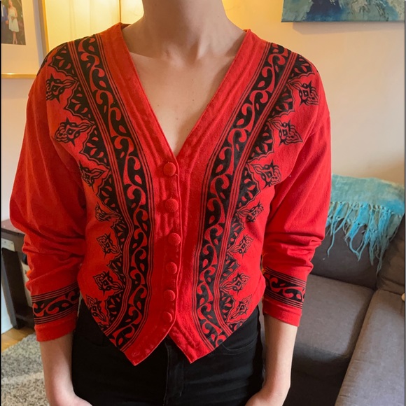 Size M Red Vintage Sweater Cardigan Circus Tamer Style - Picture 7 of 15